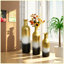 Ensemble de 3 vases de sol décoratifs en métal, grands vases à motif de feuilles blanches, dorées et noires pour la décoration intérieure