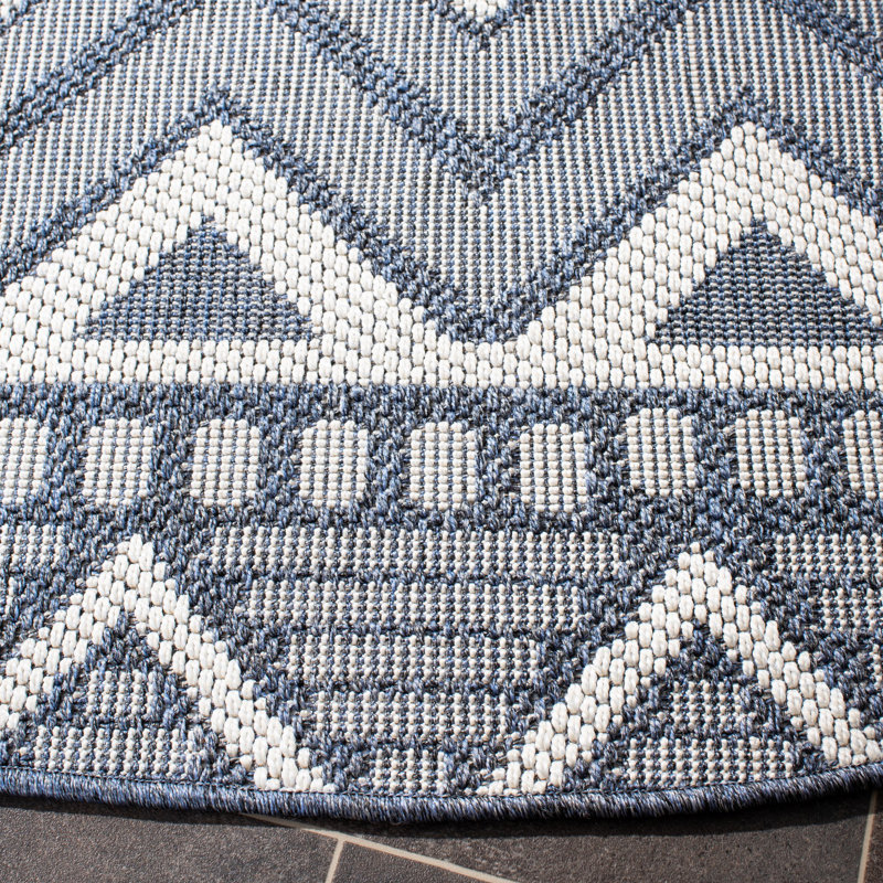 Tapis d'intérieur / extérieur géométrique lavable à la machine Carey Performance, Rond 6 pi 7 po