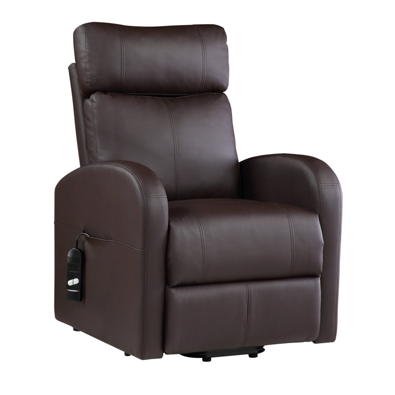 Axcel Faux Leather Power Recliner, Brown Faux Leather