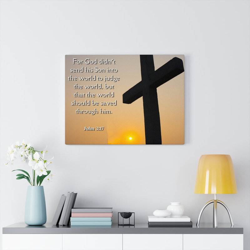 God Sent His Son John 3:17 - Wrapped Canvas Print, 30cm H x 41cm W