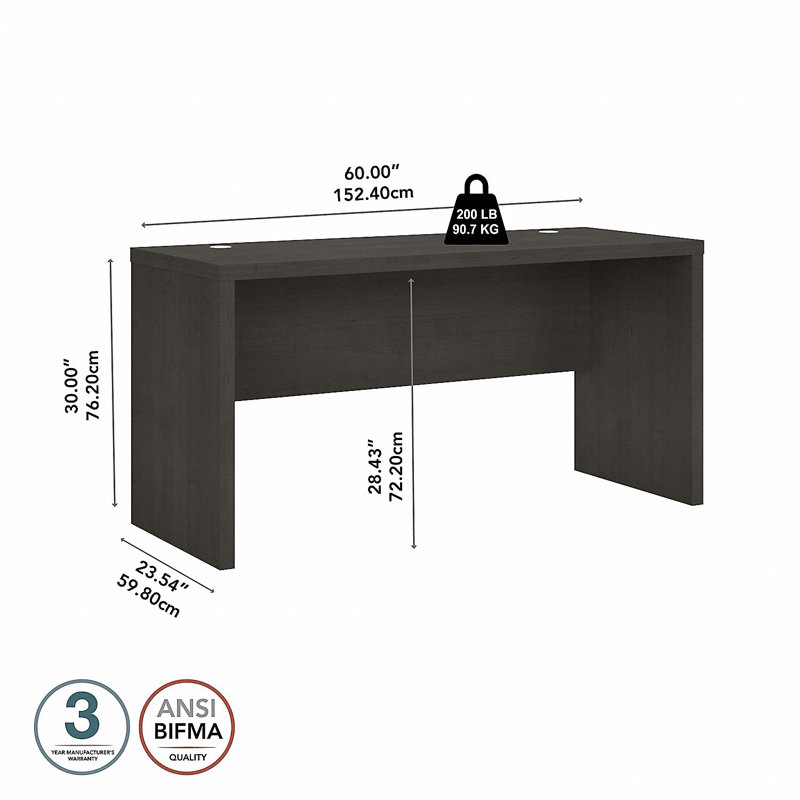 Echo Desk, Érable gris anthracite, H 30 po x l 60 po x P 23,54 po