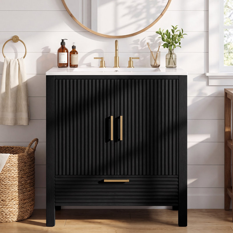 30″ Single Bathroom Vanit with Integrated Ceramic Sink