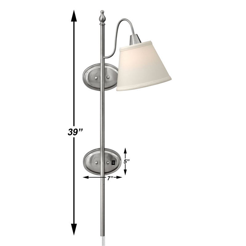 Plug-in Armed Sconce, Brushed Steel