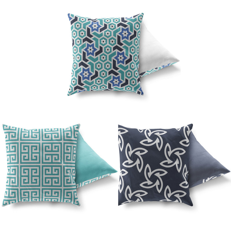 Geometric Cotton Blend Outdoor Throw Pillow