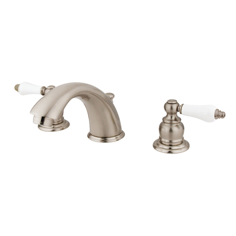 Robinet de salle de bain à large entraxe avec bonde, Nickel brossé