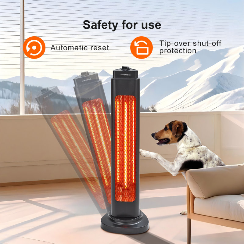 Black Electric Outdoor Infrared Patio Heater with Adjustable Heat Levels