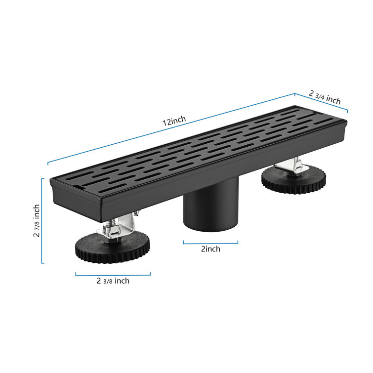 Side Outlet Linear Shower Drain 24 Inch With Hair Trap by