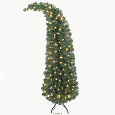 Arbre de Noël fantaisiste courbé 5 pi avec 100 lumières DEL et base en métal