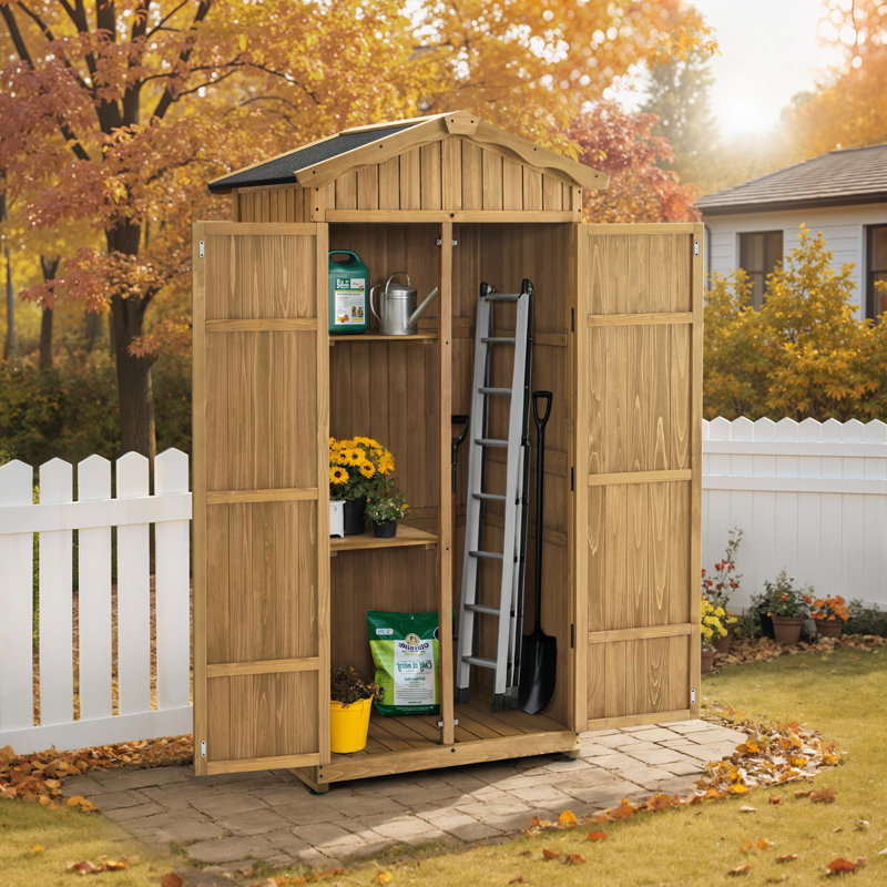 6.32 ft Height Outdoor Tool Shed with Adjustable Shelves, Waterproof Roof and Lockable Door