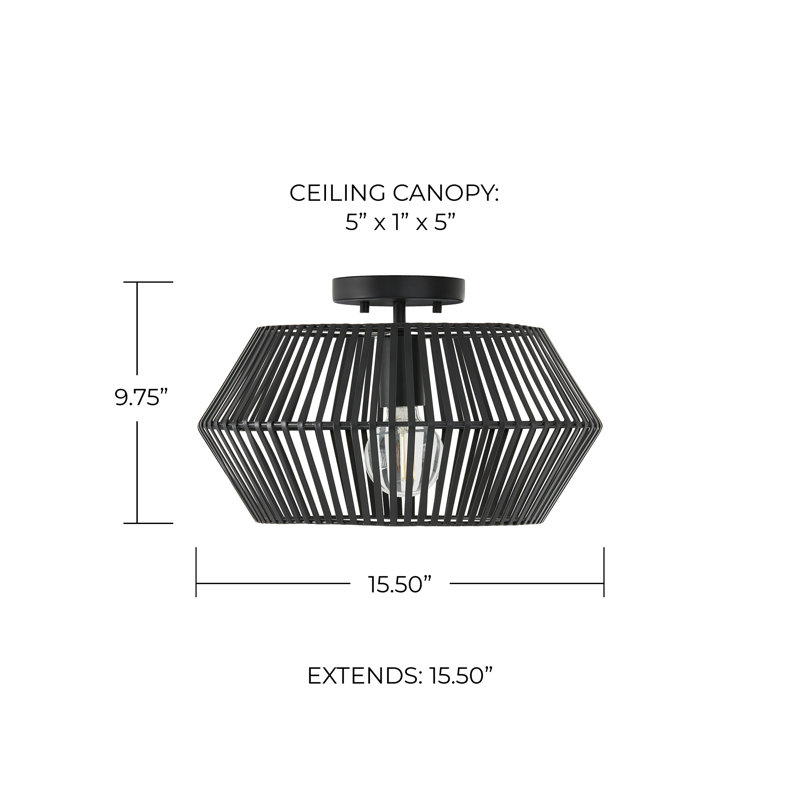 Kaiya Semi Flush Mount, Matte Black