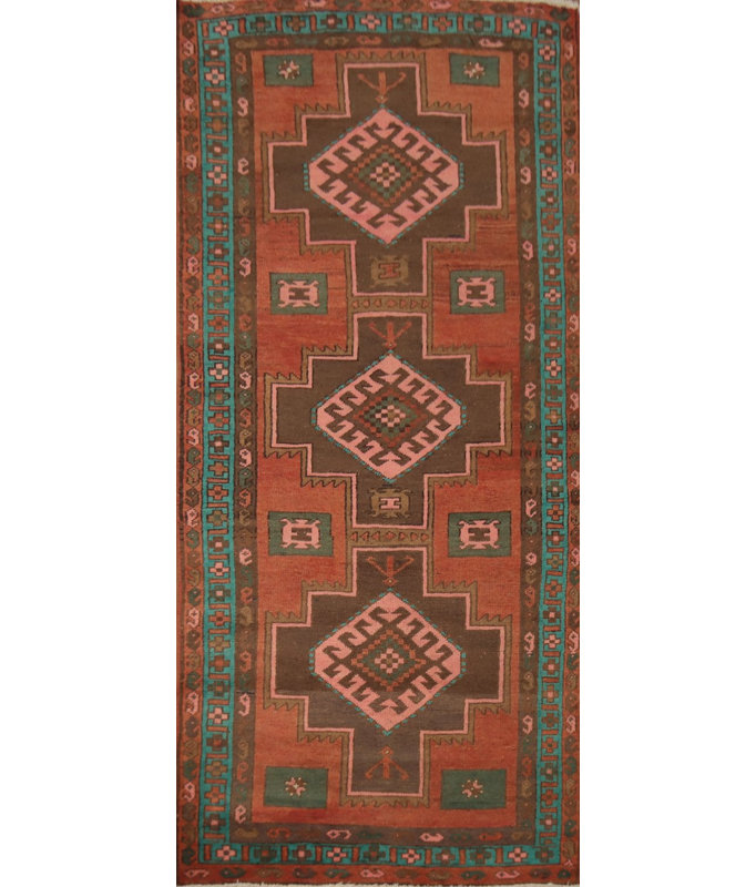 Tapis de couloir géométrique traditionnel 4x9