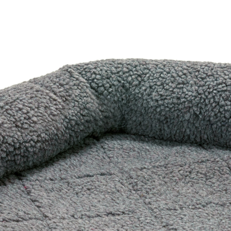 Faux Lambswool Crate Bolster Pet Bed, Extra Large (26" W x 42" D x 3" H), Gray