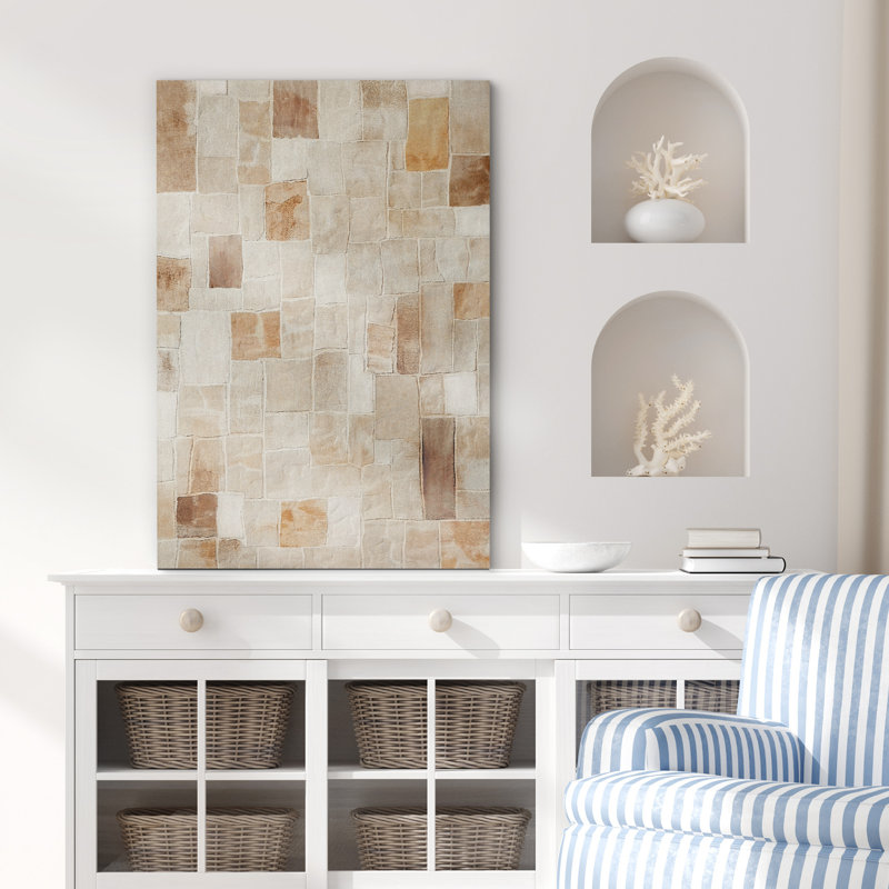 Faux textures abstraites, œuvres d'art rectangulaires beiges, brun clair et brun, décor de chambre à coucher, Toile tendue