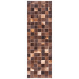 Herrin Hand Woven Leather/Felted Cloth Geometric Rug in Beige/Brown