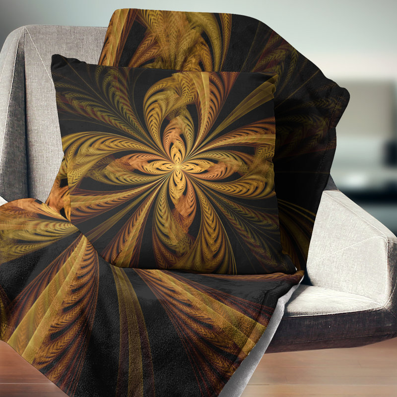 Motif de fleur coloré fractal - coussin imprimé abstrait, 18 po x 18 po, Coussin décoratif