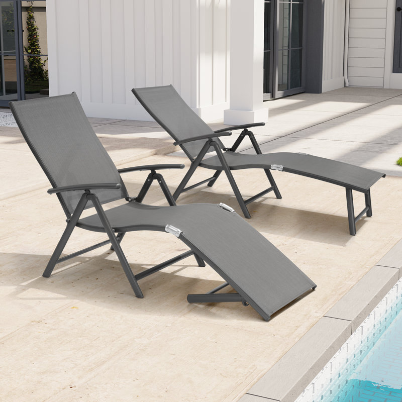 Cllgone 45" Long Reclining Steamer, Brown/Gray
