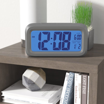 Modern & Contemporary Digital Tabletop Clock with Alarm in Silver