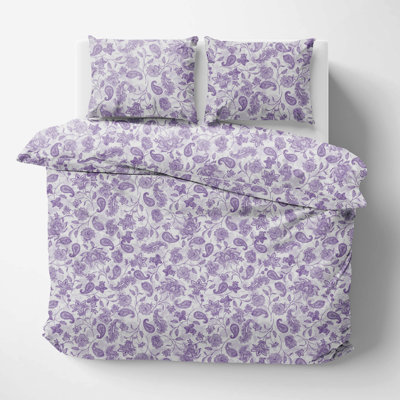 Pointehaven 180 GSM Brushed Cotton Flannel Duvet Sets Twin/Twin XL Paisley Court