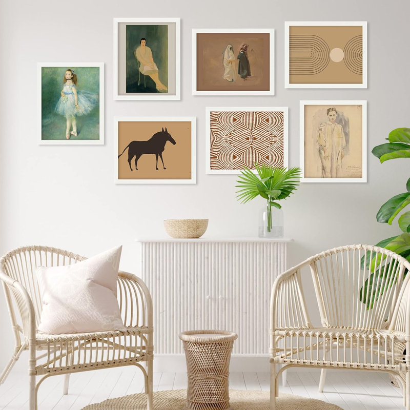 «Classic Fine Art Ballerina Horse Patterns», impression géométrique abstraite encadrée sur papier, 7 pièces