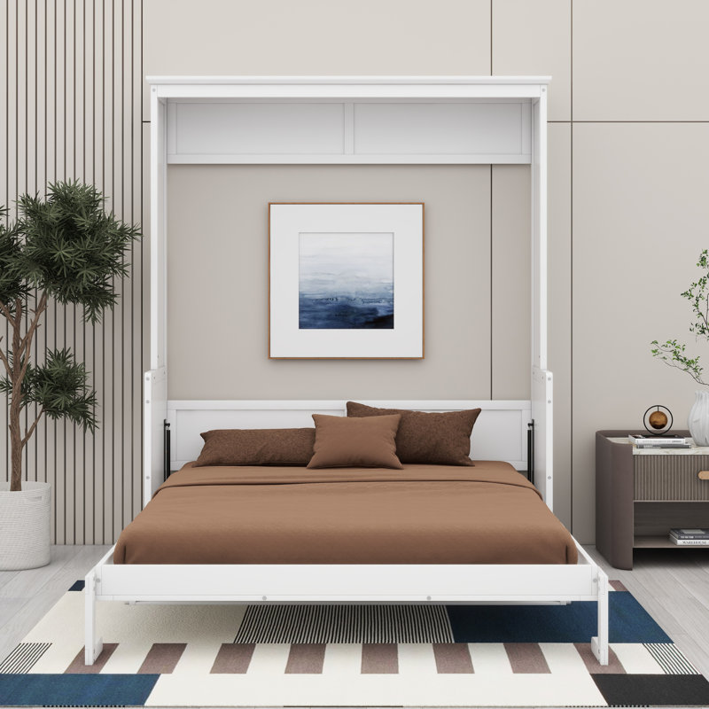 Lit escamotable en bois, Blanc