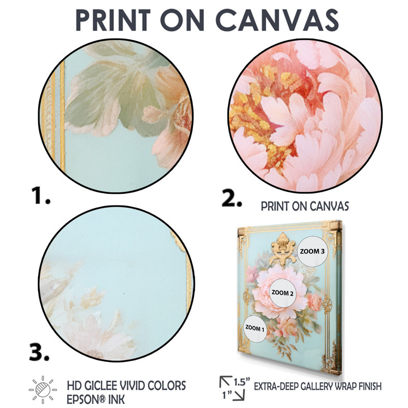 Baer - pivoine, art mural, Toile tendue, H 40 po x l 30 po