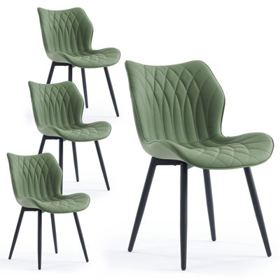 Chaise d'appoint rembourrée en similicuir avec structure en métal