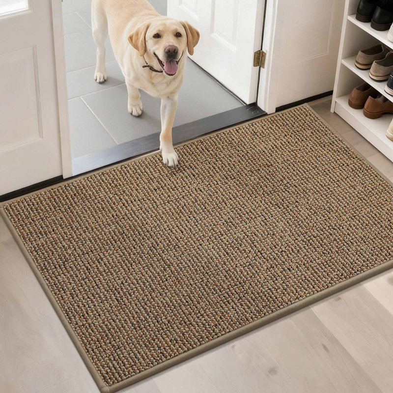 Bukvice Non-slip Washable Door Mat, Beige, 32" W x 48" L
