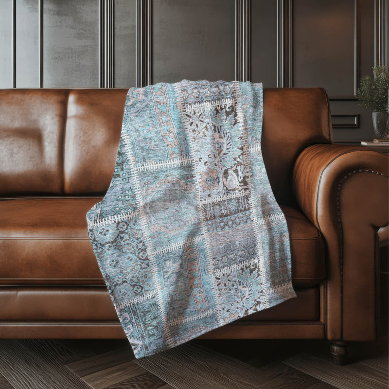 Jeté patchwork Addison Sherpa ASB635, Sarcelle