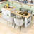Kitchen Island with Extendable Dining Table, Built-in Charging Station and Lockable Wheels-105502193