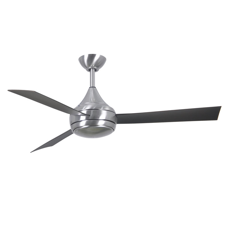 Donaire LED Outdoor Downrod Ceiling Fan, Brushed Stainless, Brushed Bronze