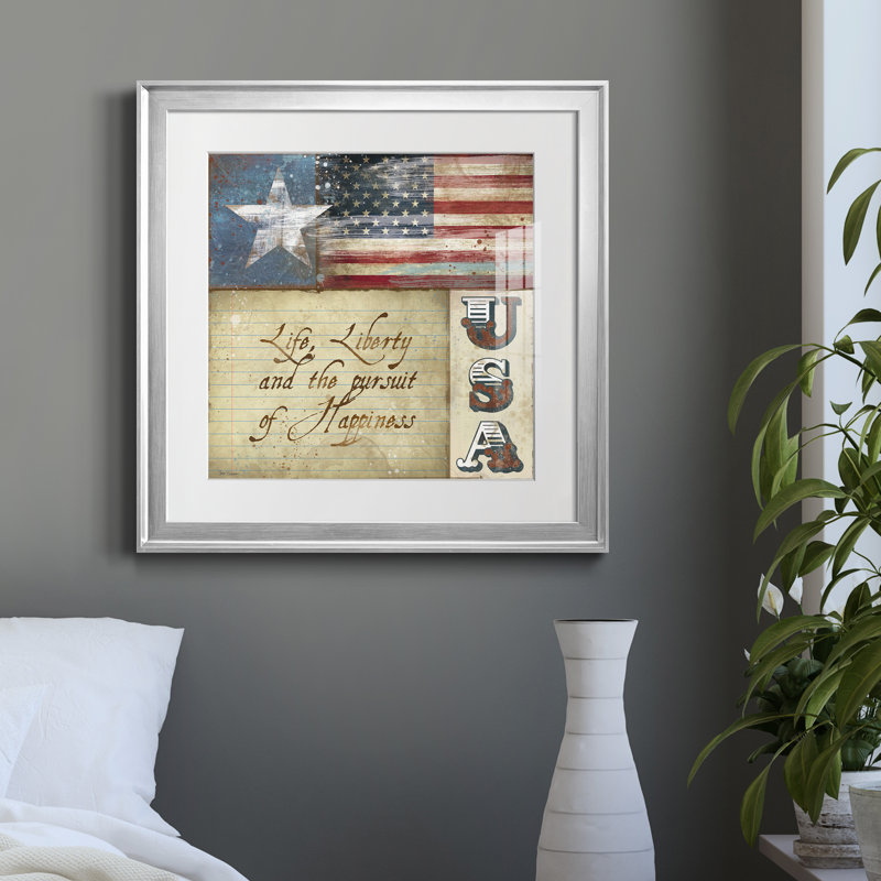 États-Unis - Reproduction d'art textuel sur papier encadré, H 22,5 po x l 22,5 po x P 1,5 po, Papier avec cadre argenté