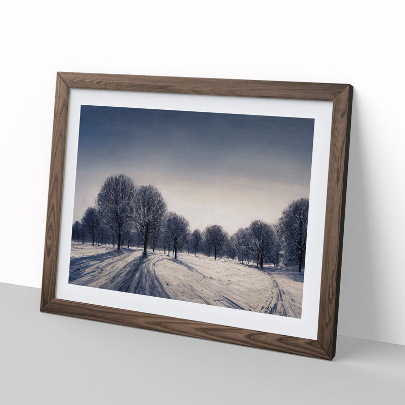 XH1022-10190X Winter Forest Landscape Vol.6 1 Piece Single Picture Frame Wall Art, 34cm H x 46cm W x 2cm D, Walnut