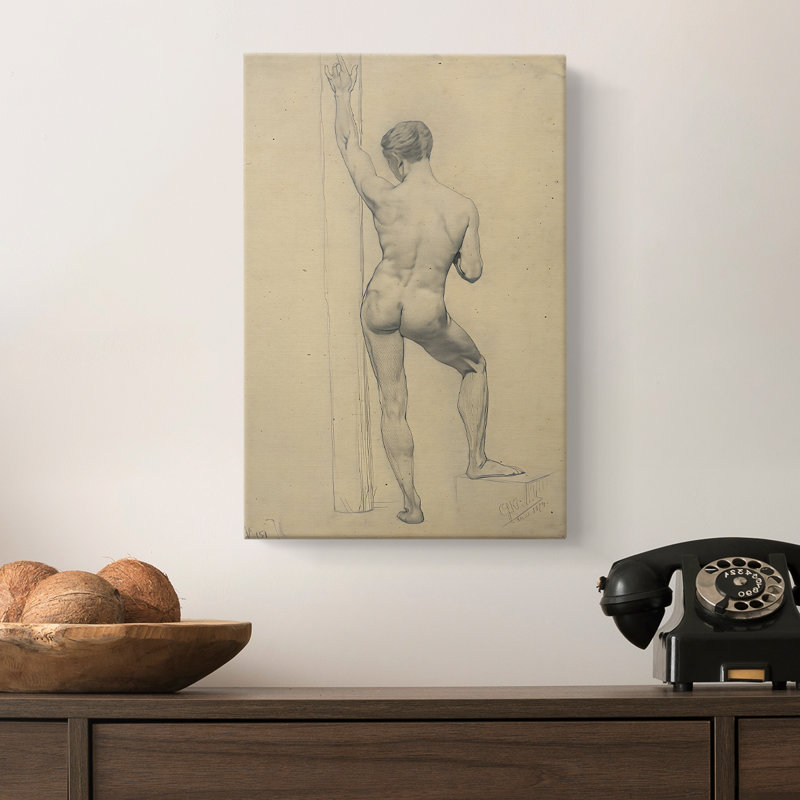 Masculin nu, vue arrière - toile tendue par Gustav Klimt, 12 x 18