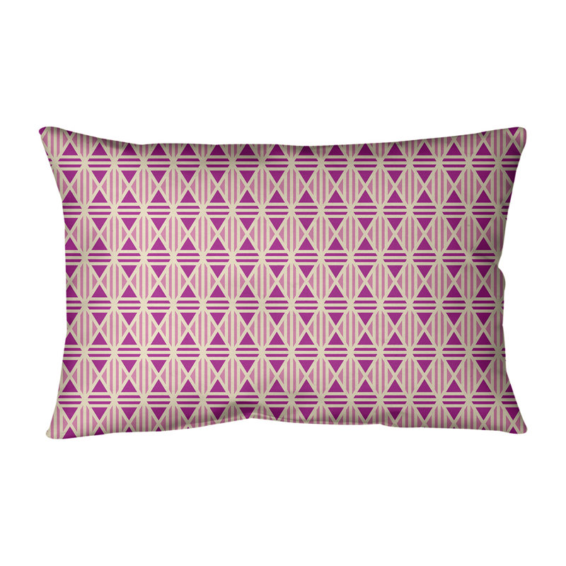 Coussin lombaire géométrique en coton Katelyn Elizabeth, Pas de bourre, Mauve