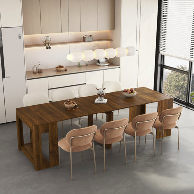 Extendable Console Dining Table, Multifunctional Wood for Dining Room - Wood