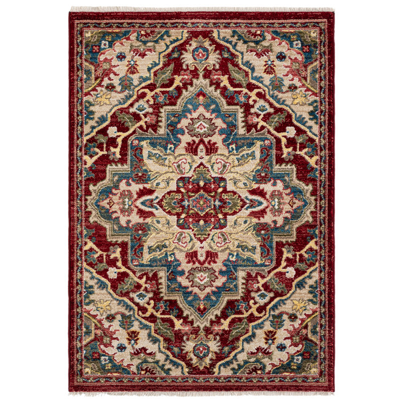 Tapis rouge Kurtz, Rectangle 3 pi 3 po x 4 pi 1 po, Red/Beige