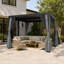 Pergola à auvent noir avec rideaux d'intimité et moustiquaire FLISE 10 pi x 10 pi-133410850-133410853