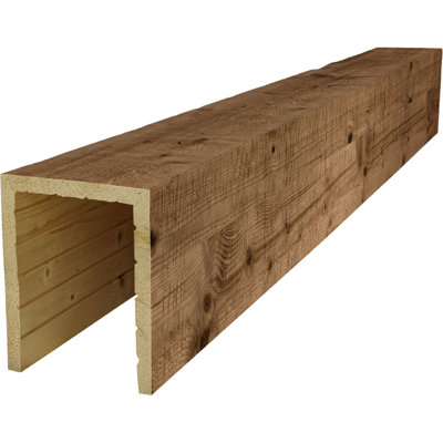 AmeriCraft Wood Resawn Beam, 3-Sided (U-Beam), 9 1/2"W x 7 1/2"H x 36"L, Special Walnut Finish, Stain Grade Pine