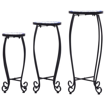 Ensemble de 3 tables décoratives en tube de fer avec tuile