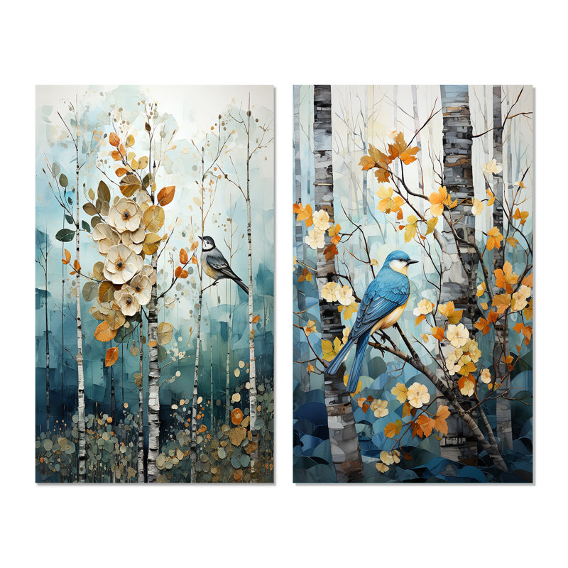 «Birch Woods Enchanted Forest», 2 pièces sur toile, Toile tendue, H 20 po x l 24 po