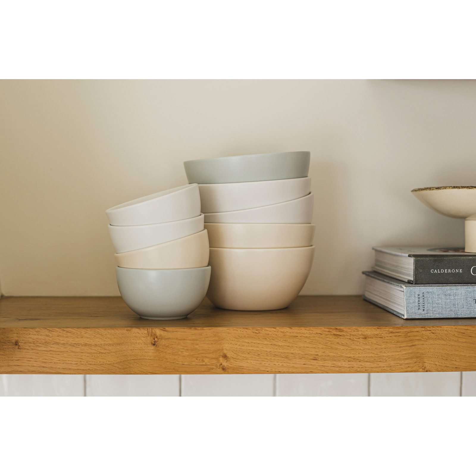 over&back Coupe Semi Hand-Finished Stoneware Cereal Bowls, White