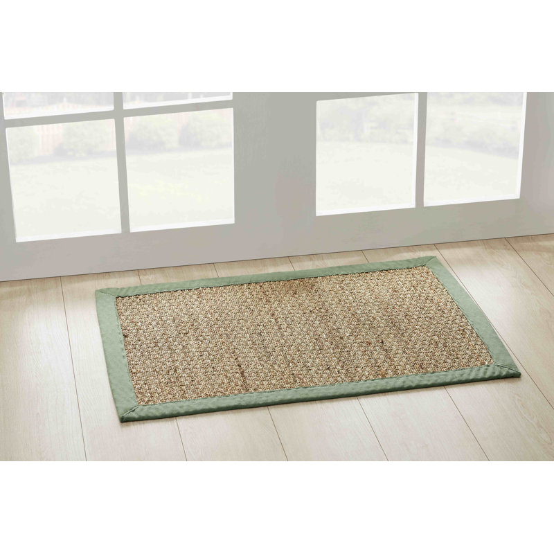 Tapis beige / sauge en coton Wininger, Rectangle 3 pi 4 po x 5 pi