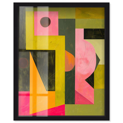 Modern Totem II Shadowbox Print Colorful Wall Decor by Art Remedy, Black Frame, 36 x 45