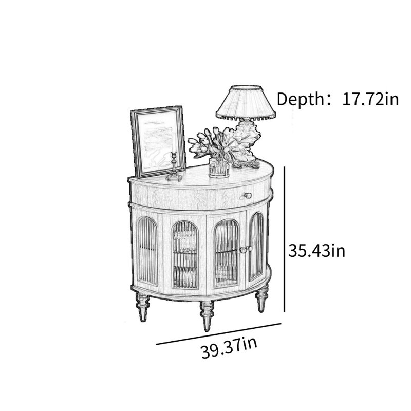 Armoire d'appoint Vintage Light Luxury, H 35,43 po x l 39,37 po x P 17,72 po, Brun
