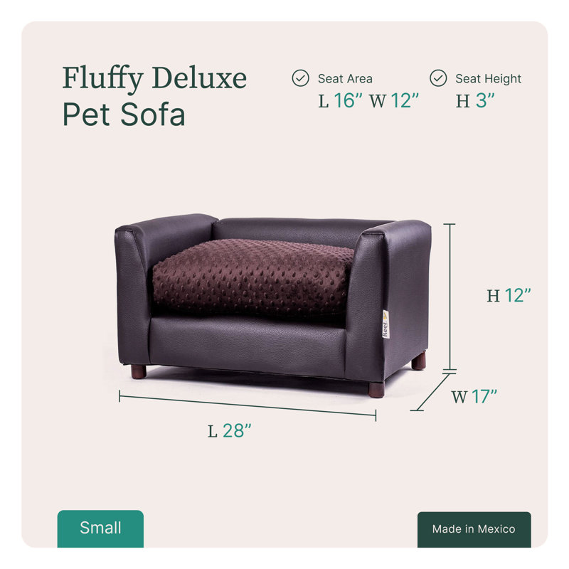Ozzie Orthopedic Faux Leather Pet Bed, Small (23" W x 17" D x 12" H), Brown