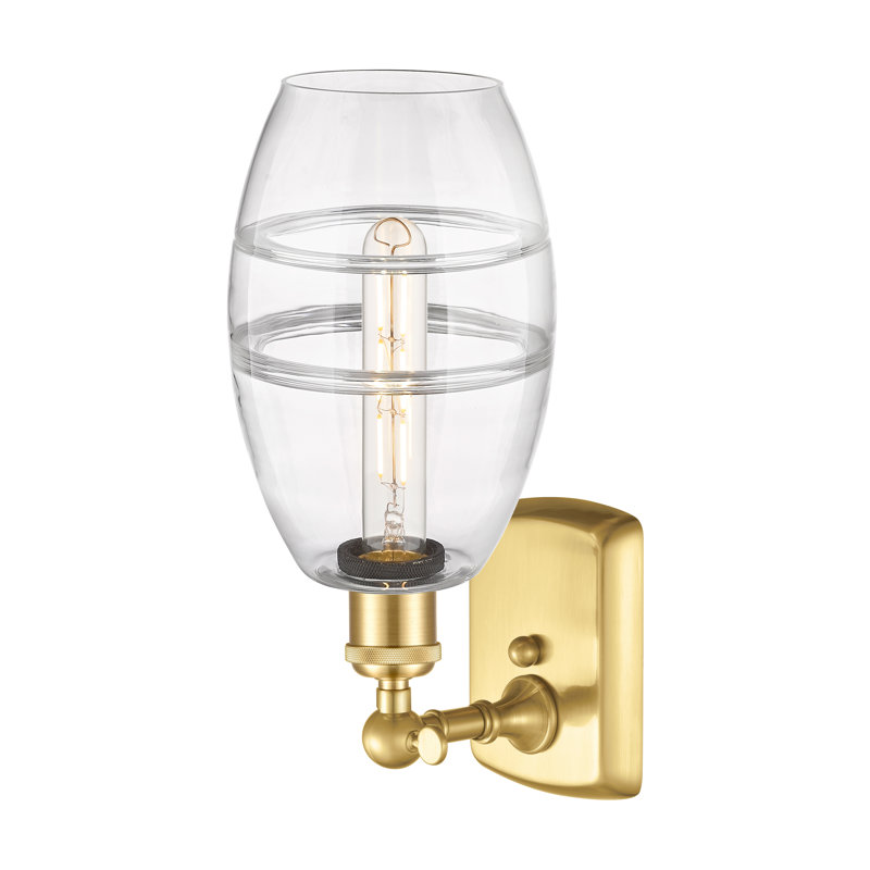 Applique murale en acier Bettylou, Transparent, H 9,13 po x l 5,88 po x P 7,06 po, Or satiné