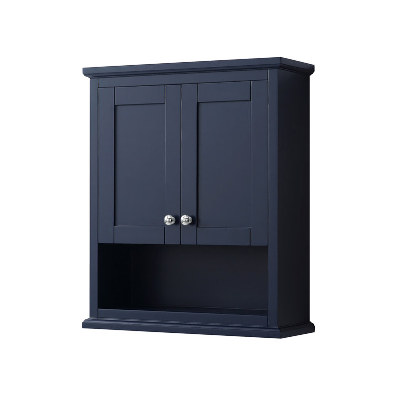 Rangement au-dessus de la toilette l 25 po x H 30 po Avery, Bleu foncé / chrome poli