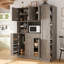 Buffet traditionnel autoportant avec huche, grande armoire de rangement pour garde-manger avec armoire latérale coulissante, armoire d'appoint