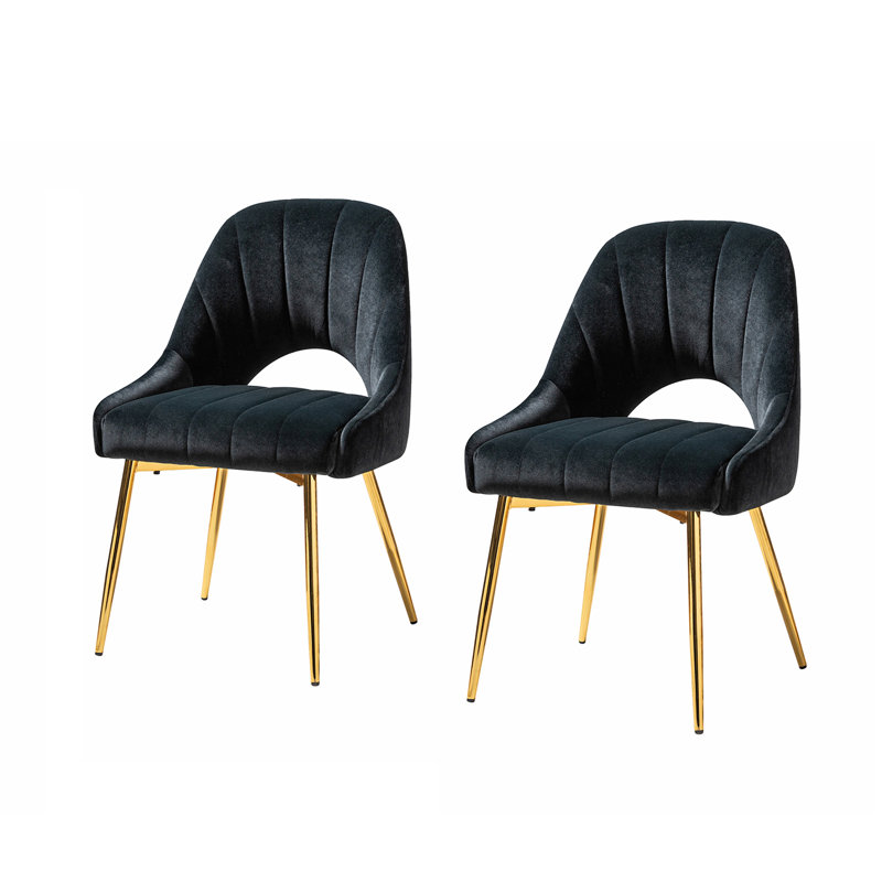 Madelle Velvet Solid Dining Chair Sets, Black
