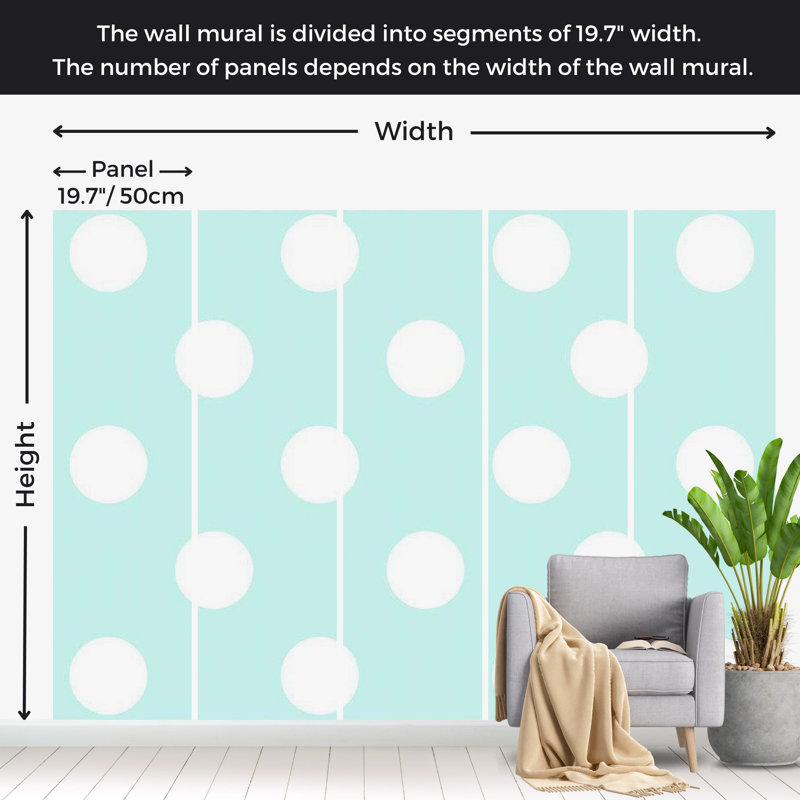 Polka Dots Wall Mural, Gray, 82" L x 118" W